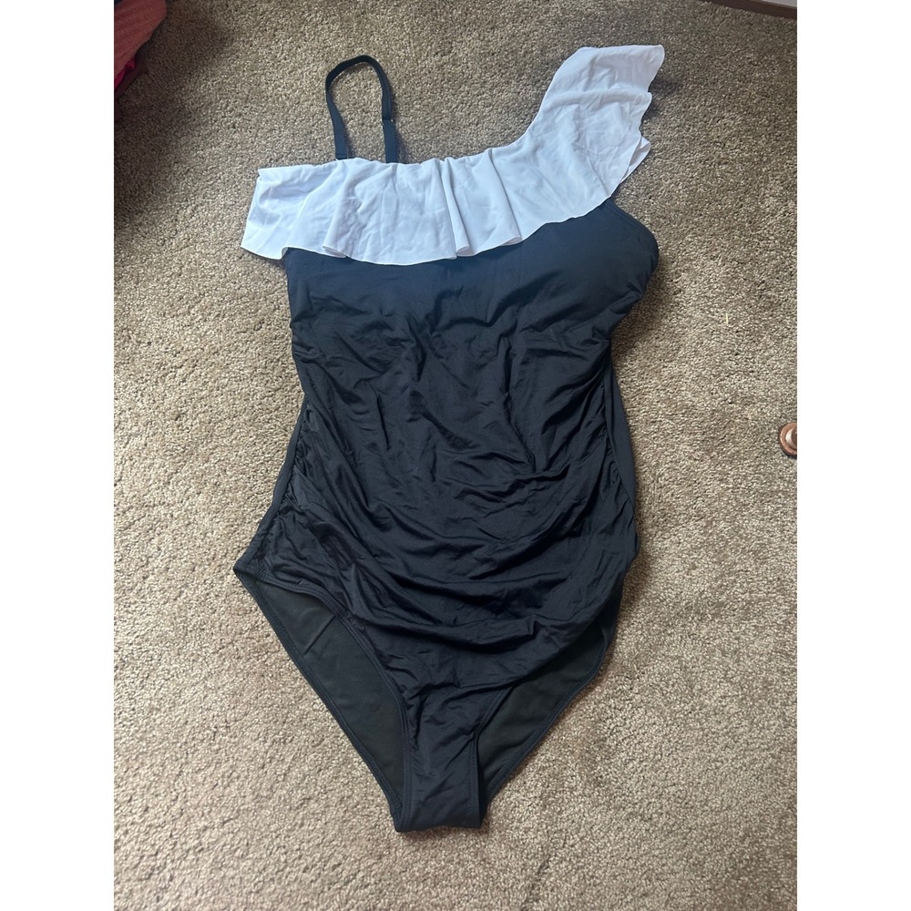 Tempt Me Black‎ One Shoulder Ruffle One Piece Swimsuit Women's Swimwear